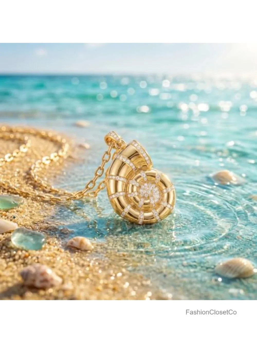 Gold Plated Shark Tooth Pendant Necklaces for Women Waterproof Seashell Charm